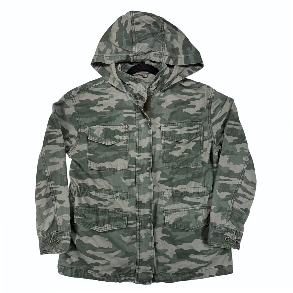 Universal Thread M Camo Hooded Utility Jacket Green Military Field Coat Cargo